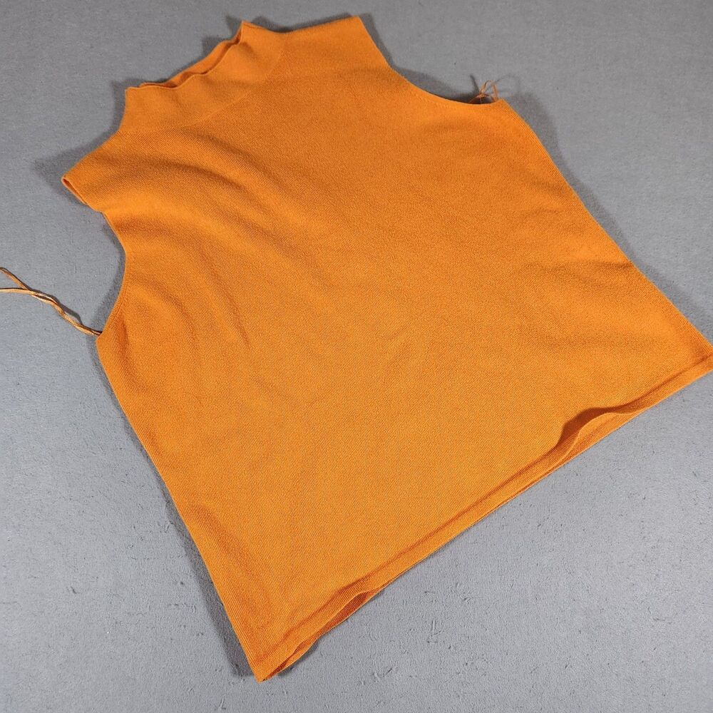 Nine West Womens Orange Sleeveless Ribbed Turtleneck Top Size XL